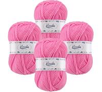 ilauke Filati per uncinetto, 4 pezzi, 50 g, super morbidi, 100% acrilico, per principianti e bambini, per lavori a maglia a mano, per uncinetto e artigianato (rosa)