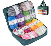 ilauke Filato di lana per uncinetto, 12 x 50 g, colorato, doppio filato acrilico per lavori a maglia e progetti all'uncinetto (multicolore, 4 strati)
