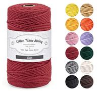 ilauke Macrame Corda 100% Filato Macrame Naturale Corda Cotone 3mm*100m per Bomboniere Fai da Te, Vaso di Fiori Arazzo, Home Decoration Items, Tende Pigne Decorazioni, Rosso