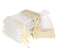 ilauke Sacchetti In Organza, 30 pezzi Buste in Organza con Tela di Juta 9 x 12 cm Sacchetti Regalo In Organza Gioielli Sacchetto per Fai da Te Mestiere Festa Matrimonio Bomboniere Gioielli Caramella