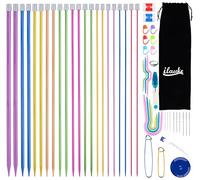 ilauke Set di ferri da maglia, 56 pezzi, 11 paia di ferri da maglia a punta singola in acciaio inox, 2 mm-8 mm, kit per lavori a maglia per principianti, con accessori per maglieria