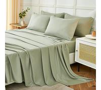 ILAVANDE - Set di lussuose lenzuola per letto queen size, qualità alberghiera, in microfibra 1800, non creano pieghe e sono traspiranti, con angoli profondi 35,5 cm, misura queen size, colore: verde