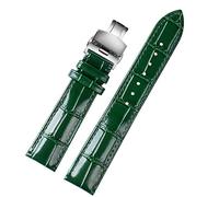 ILAZI 18 mm, 20 mm, 22 mm, con motivo di bambù di alta qualità, morbida, da uomo, a farfalla, con fibbie, bouquet, colore verde pelle, 20mm, Agata