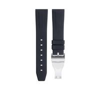 ILAZI 20mm 22mm Soft Fluororubber Watchband Wristband For TUDOR Strap 39mm Black Bay Heritage Fold Buckle Universal Accessories FKM Rubber Watchbands(Black Silver Buckle,22mm)