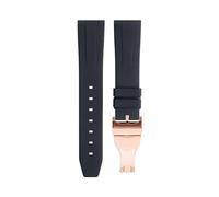ILAZI 20mm 22mm Soft Fluororubber Watchband Wristband For TUDOR Strap 39mm Black Bay Heritage Fold Buckle Universal Accessories FKM Rubber Watchbands(Black RoseBuckle,20mm)