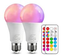 iLC Lampadina LED con Telecomando 10W, E27 Cambio Colore Lampada 900lm 6000K Luce Bianca，RGB Modalità dinamica con Timer (2 pezzo)