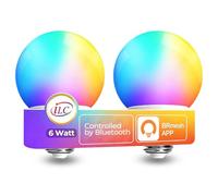 iLC Lampadine Alexa E27, G80 6W LED Lampadina Smart, Compatibile con Alexa (sono necessari i dispositivi Echo), 2700K Luce Bianca Calda + Multicolore (2 pezzi)