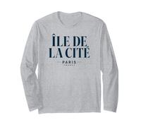 Île de la Cité Parigi Francia Navy Print Maglia a Manica