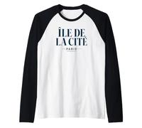 Île de la Cité Parigi Francia Navy Print Maglia con Maniche Raglan