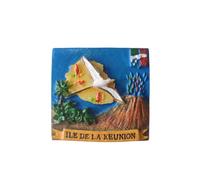 ILE De La Reunion Francia - Magnete per frigorifero da viaggio, souvenir per frigorifero, decorazione 3D, dipinto a mano