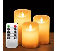 ILEEDear Candele LED finte fiamma oscillante set 3 (10cm, 12.5cm, 15cm), natale decorazioni, lanterne natalizie da interno, bianco caldo