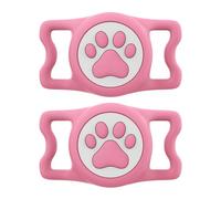 ilFindYou IP68 Impermeabile Compatibile con AirTag Collare per Cani, Silicone con AirTag Supporto per Cani per Apple AirTags (Pinkx2)