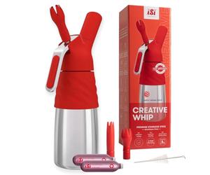 ILGGRO iSi "Creative Whip" 0,5 l, bottiglia e testa in acciaio inox, ad es. rivestito in silicone, rosso