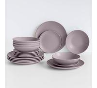 IlGruppone 18 Piatti, 6 Coperti Completi - Servizio da Tavola in Gres Porcellana Smaltato, Piatti con Certificazione Contatto Alimentare per Microonde e Lavastoviglie - Design Moderno, Glicine