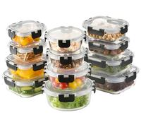 IlGruppone 24 Pezzi Contenitori Ermetici Per Alimenti In Vetro Borosilicato 12 Contenitore 12 Coperchi Antiperdita Casa Ufficio Lavoro Scuola Porta Cibo Mangiare Viaggio microonde lavastoviglie