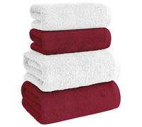 IlGruppone Asciugamani Bagno Super Morbida 100% Spugna Puro Cotone 500 Gr 4 Pezzi 2 Salvietta Viso 2 Asciugamano Ospite Mani qualità Certificato Oeko-Tex Salviette - Bianco/Bordeaux