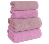 IlGruppone Asciugamani Bagno Super Morbida 100% Spugna Puro Cotone 500 Gr 4 Pezzi 2 Salvietta Viso 2 Asciugamano Ospite Mani qualità Certificato Oeko-Tex Salviette - Orchidea/Lilla