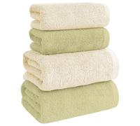 IlGruppone Asciugamani Bagno Super Morbida 100% Spugna Puro Cotone 500 Gr 4 Pezzi 2 Salvietta Viso 2 Asciugamano Ospite Mani qualità Certificato Oeko-Tex Salviette - Panna/Salvia
