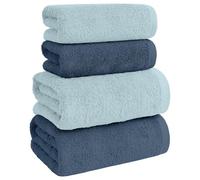 IlGruppone Asciugamani Bagno Super Morbida 100% Spugna Puro Cotone 500 Gr 4 Pezzi 2 Salvietta Viso 2 Asciugamano Ospite Mani qualità Certificato Oeko-Tex Salviette - BluJeans/Cielo
