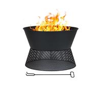 IlGruppone Braciere da Esterno a Legna in Ferro Verniciato a Polvere, Fire Pit Rotondo da Giardino con Base Rialzata Ventilata, Resistente alla Ruggine, Design Moderno 44,5 cm
