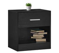 IlGruppone Comodino Moderno Cassetto con Maniglia E Scomparto Aperto Camera da Letto Portalibri Oggetti Mensola Libreria - Nero