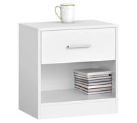 IlGruppone Comodino Moderno Cassetto con Maniglia E Scomparto Aperto Camera da Letto Portalibri Oggetti Mensola Libreria - Bianco