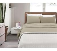 IlGruppone Completo Lenzuola Invernali Bicolore Set Biancheria da Letto Anti Pilling in Calda Flanella sopra,sotto con Angoli Elasticizzati E Federe Felpate - Panna-Tortora - Matrimoniale
