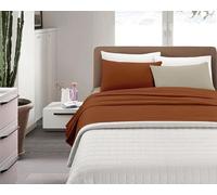 IlGruppone Completo Lenzuola Invernali Bicolore Set Biancheria da Letto Anti Pilling in Calda Flanella sopra,sotto con Angoli Elasticizzati E Federe Felpate - Rust-Panna - Singolo