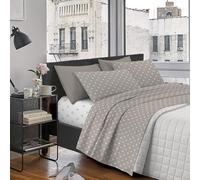 IlGruppone Completo Lenzuola Matrimoniale in Cotone Lenzuolo sotto sopra 2 Federe Certificato Oekotex Parure Letto Disegni Moderni Biancheria di Alta qualità - Pois Beige