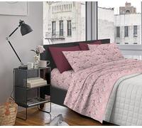 IlGruppone Completo Letto In Cotone Di Flanella Lenzuola Matrimoniali,Parure, Flanella Calda e Morbida,Anti Pilling Felpato Flanellato - Stv-RosetteRosa - Matrimoniale
