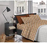 IlGruppone Completo Letto In Cotone Di Flanella Lenzuola Matrimoniali,Parure, Flanella Calda e Morbida,Anti Pilling Felpato Flanellato - Stv-LinedRust - Matrimoniale