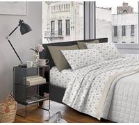 IlGruppone Completo Letto In Cotone Di Flanella Lenzuola Matrimoniali,Parure, Flanella Calda e Morbida,Anti Pilling Felpato Flanellato - Stv-FlourishBeige - Matrimoniale