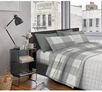 IlGruppone Completo Letto In Cotone Di Flanella Lenzuola Matrimoniali,Parure, Flanella Calda e Morbida,Anti Pilling Felpato Flanellato - Stv-QuadriGrigi - Matrimoniale