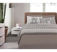 IlGruppone Completo Letto in Flanella Calda e Morbida Anti Pilling - Set Flanellato 3 Misure parure con Federe - Orsetto Tartan Grigio - 1 Piazza e mezza