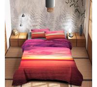 IlGruppone Completo Letto Lenzuola 100% Cotone Set Lenzuolo Moderno sotto sopra Federe Due Stampe in Altissima Definizione - Dis6SunsetDream - Matrimoniale