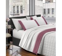 IlGruppone Completo Letto Lenzuola 100% Raso di Cotone con Balza Applicata Stampa Digitale nel Lenzuolo sopra E Federe sotto Due Piazze con Angoli Elastici Tinta Unita - Rosa - Matrimoniale