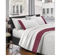 IlGruppone Completo Letto Lenzuola In Cotone Percalle Matrimoniale Tinta Unita Elegante Due Piazze Misure Maxi Lenzuolo Sotto Sopra Federe Con Balza A Contrasto - Rosa