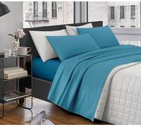 IlGruppone Completo Letto Lenzuola Matrimoniale,100% Cotone, Set Letto, Lenzuolo sopra, sotto e Federe 2 Piazze - Blu
