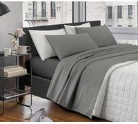 IlGruppone Completo Letto Lenzuola Matrimoniale,100% Cotone, Set Letto, Lenzuolo sopra, sotto e Federe 2 Piazze - Grigio Scuro