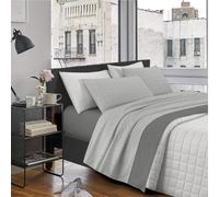IlGruppone Completo Letto Lenzuola Matrimoniale,100% Cotone, Set Letto, Lenzuolo sopra, sotto e Federe 2 Piazze - Compose Grigio