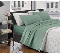 IlGruppone Completo Letto Lenzuola Matrimoniale,100% Cotone, Set Letto, Lenzuolo sopra, sotto e Federe 2 Piazze - Salvia