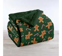 IlGruppone Coperta Plaid in Pile Sherpa Invernale, Morbida e Calda, Coperta Pelosa Copri Letto o Divano in Finta Pelliccia Singola Matrimoniale Doppio Lato - GingerVerde - Una piazza 150x200