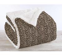 IlGruppone Coperta Plaid Pile Sherpa Invernale, Morbida Calda Pelosa Peluche Copri Letto Divano Finta Pelliccia Singola Matrimoniale Doppio Lato Copertina Divano - Plaid-125x155cm - Dis6-Savana