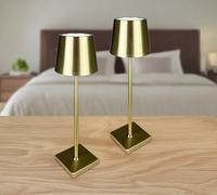 IlGruppone Coppia di Lampada da Tavolo LED Set 2 Pezzi Design Controllo Touch Selezione Colore Intensità Dimmerabile Altezza Regolabile con Adattatore per Bottiglia 3000/4500/600K - 2Pz-Plain-Oro