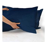 IlGruppone Coppia federe per Cuscino guanciale Letto 100% Cotone Made in Italy con Patella Interna - Blu - 52x80 cm