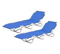 IlGruppone Coppia Set 2 Pezzi Lettino Prendisole Struttura in Alluminio Anodizzato Schienale Regolabile Pieghevole Professionale Tessuto Textilene Impermeabile Resistente Raggi UV - Blu