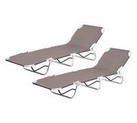 IlGruppone Coppia Set 2 Pezzi Lettino Prendisole Struttura in Alluminio Anodizzato Schienale Regolabile Pieghevole Professionale Tessuto Textilene Impermeabile Resistente Raggi UV - Grigio