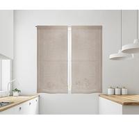 IlGruppone Coppia Tendine Tende A Vetro Glitter Brillantinate Semitrasparenti Finestre Porta Finestra Cucina Bagno 60 x 150 Cm o 60 x 240 Cm MOD Dominique - Marrone - 60x240cm