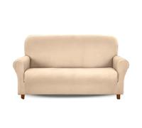 IlGruppone Copridivano in Velluto Elegante Impermeabile Tessuto Elasticizzato Antimacchia Copripoltrona Salva Divano Due Tre Posti Cover Sofà Universale Certificato Oekotex - Crema - Divano 3 posti