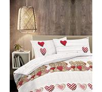 IlGruppone Copripiumino 100% Cotone Sacco e Federe Prodotto Italiano con Stampe Moderne in Morbido Cotone Disegni Moderni in più Colori - Orsetti Rosso - Matrimoniale